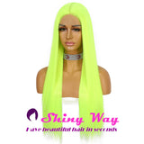 New Fluorescent Green Long Straight Lace Wig - Shiny Way Wigs Adelaide