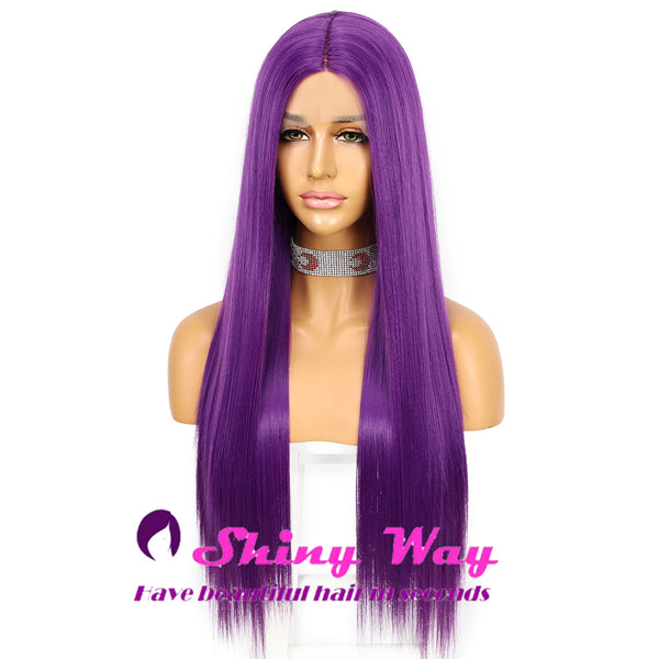 New Bright Purple Long Straight Lace Wig - Shiny Way Wigs Sydney NSW