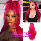 New Bright Hot Pink Long Straight Lace Wig - Shiny Way Wigs Sydney NSW