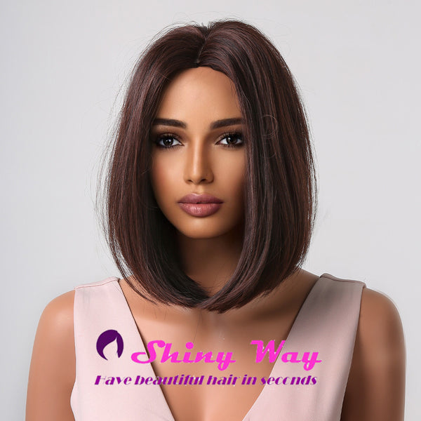 Best selling natural brown short bob wig by Shiny Way Wigs Melbourne 