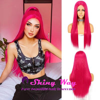 New Bright Hot Pink Long Straight Lace Wig - Shiny Way Wigs Sydney NSW