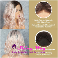 New Dark Roots Baby Pink Short Curly Lace Wig - Shiny Way Wigs Sydney