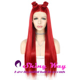 New Bright Red Long Straight Lace Wig - Shiny Way Wigs Gold Coast QLD