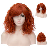 Red orange medium length curly wig by Shiny Way Wigs Adelaide SA