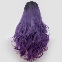 Dark roots purple long costume curly wig by Shiny Way Wigs Sydney NSW