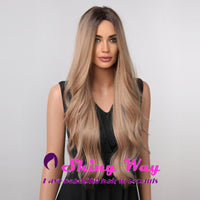 Best selling dark roots natural blonde long wig by Shiny Way Wigs VIC