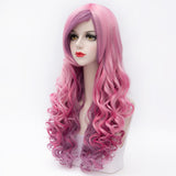 Multi color long curly side fringe party wig by Shiny Way Wigs Sydney