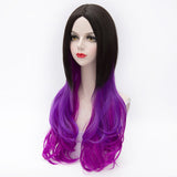 Dark roots purple long curly fashion wig by Shiny Way Wigs Melbourne