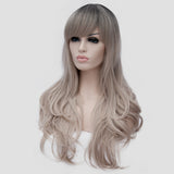 Dark roots white blonde long wavy wig by Shiny Way Wigs Melbourne