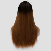 Dark roots natural brown long straight wig by Shiny Way Wigs Melbourne