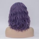 Dark Purple medium length curly wig without fringe - Shiny Way Wigs Sydney