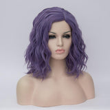 Dark Purple medium length curly wig without fringe - Shiny Way Wigs Sydney