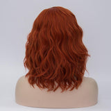 Red orange middle part medium curly costume wig - Shiny Way Wigs Brisbane QLD