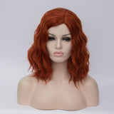 Red orange middle part medium curly wig - Shiny Way Wigs Brisbane QLD