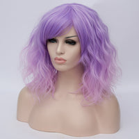 Fade purple medium length curly wig by Shiny Way Wigs Adelaide SA