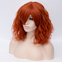 Red orange medium length curly wig by Shiny Way Wigs Adelaide SA