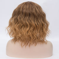 Fade brown medium length curly wig by Shiny Way Wigs Melbourne VIC