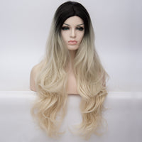Dark roots light blonde long wavy wig by Shiny Way Wigs Sydney NSW