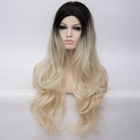 Dark roots light blonde long wavy wig by Shiny Way Wigs Sydney NSW