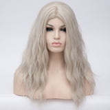 Silver grey long curly wig middle part at Shiny Way Wigs Brisbane QLD