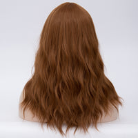 Natural brown long curly wig middle part at Shiny Way Brisbane QLD