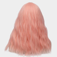 Light pink long curly wig without fringe best quality at Shiny Way Wigs Brisbane QLD