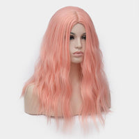 Light pink long curly wig without fringe best quality at Shiny Way Wigs Brisbane 