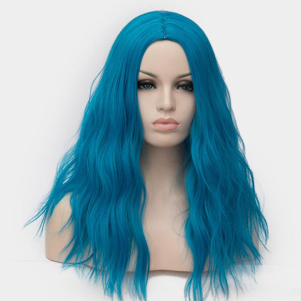 Dark blue curly wig without fringe best quality at Shiny Way Wigs Perth WA