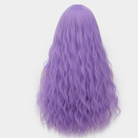 Medium purple long curly wig side fringe by Shiny Way Wigs Brisbane