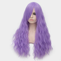 Medium purple long curly wig side fringe by Shiny Way Wigs Brisbane