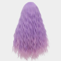 Fade purple long curly wig with full fringe by Shiny Way Wigs Sydney