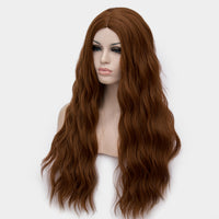 Natural brown long curly wig no fringe by Shiny Way Wigs Sydney NSW