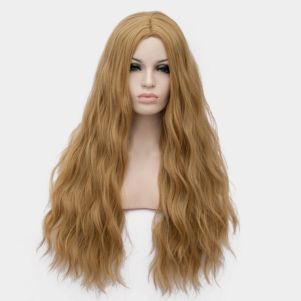 Wheat blonde long curly wig no fringe by Shiny Way Wigs Sydney NSW