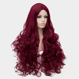 Wine red middle part long curly wig by at Shiny Way Wigs Adelaide SA