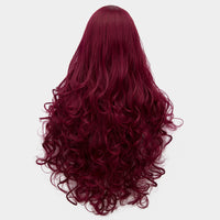 Wine red middle part long curly wig by at Shiny Way Wigs Adelaide SA