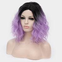 Dark roots short purple curly costume wig by Shiny Way Wigs Gold Coast