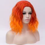 Orange mix with red medium length curly wig Shiny Way Wigs Perth WA