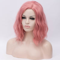 Light pink medium length curly wig by Shiny Way Wigs Brisbane QLD