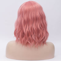Light pink medium length curly wig by Shiny Way Wigs Brisbane QLD