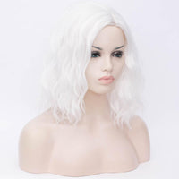 White medium length curly wig without fringe by Shiny Way Wigs Adelaide Australia