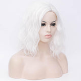White medium length curly wig without fringe by Shiny Way Wigs Adelaide Australia