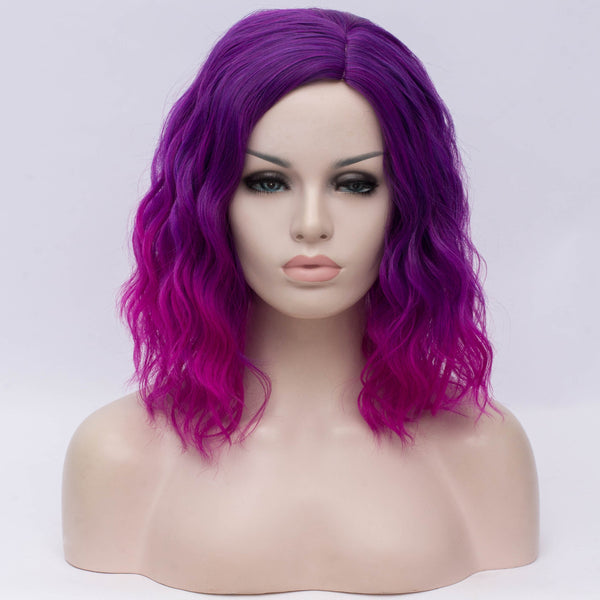 Fade purple medium length curly wig by Shiny Way Wigs Melbourne VIC