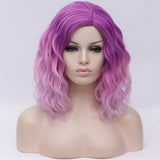 Fade purple medium length curly wig by Shiny Way Wigs Perth WA