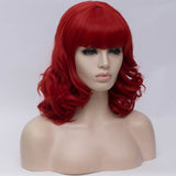 Dark red medium length curly wig by Shiny Way Wigs Melbourne VIC