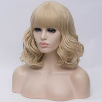 Natural blonde medium length curly wig by Shiny Way Wigs Sydney NSW