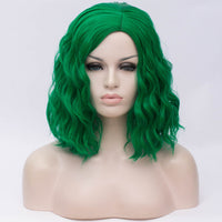 Natural green medium curly middle part wig by Shiny Way Wigs Adelaide