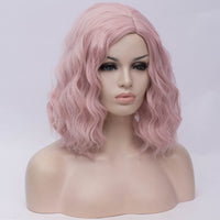 Natural light pink medium curly middle part wig by Shiny Way Wigs Melbourne VIC