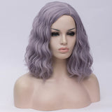 Natural purple medium curly middle part wig by Shiny Way Wigs Adelaide