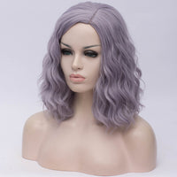 Natural purple medium curly middle part wig by Shiny Way Wigs Adelaide