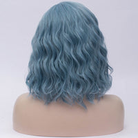 Natural deep blue medium curly middle part wig by Shiny Way Wigs Adelaide